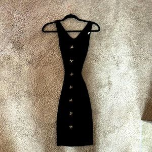 Planet Gold midi dress with tortoise shell button detail